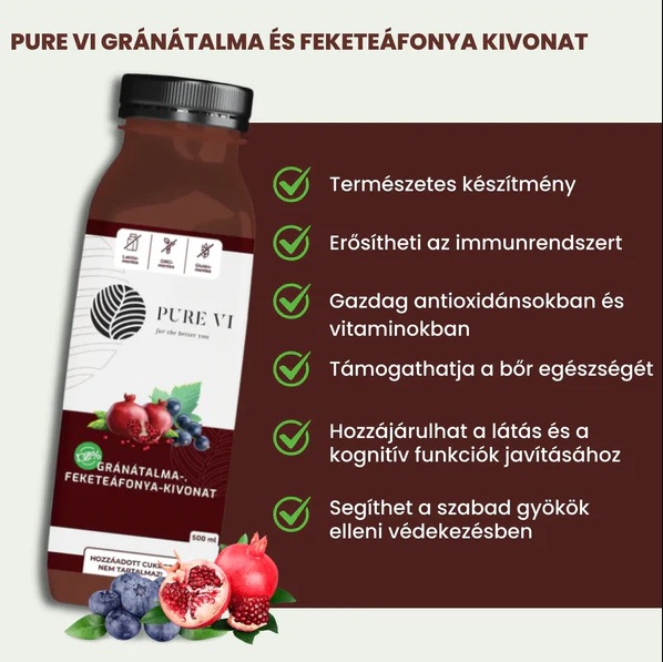 Pure Vi Gránátalma, Feketeáfonya Kivonat 500ml