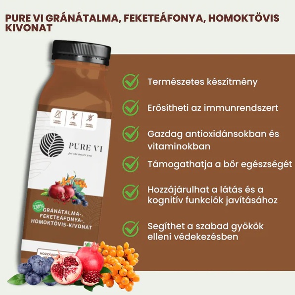 Pure Vi Gránátalma, Feketeáfonya, Homoktövis Kivonat 500ml